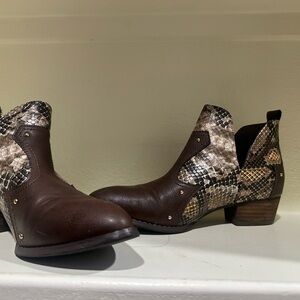 Snakeskin and Brown Ankle Boots